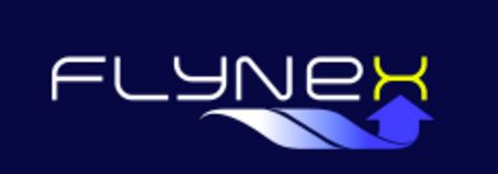 Logo von FlyNex auf blauem Grund